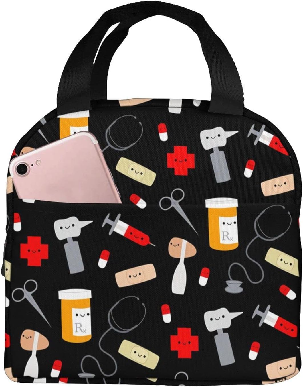 ZBDSKLEX Nurse Theme Lunch Bag for Women Insulated Tote Bag Reusable Cooler Lunch Box for Work Picnic Travel, One Size