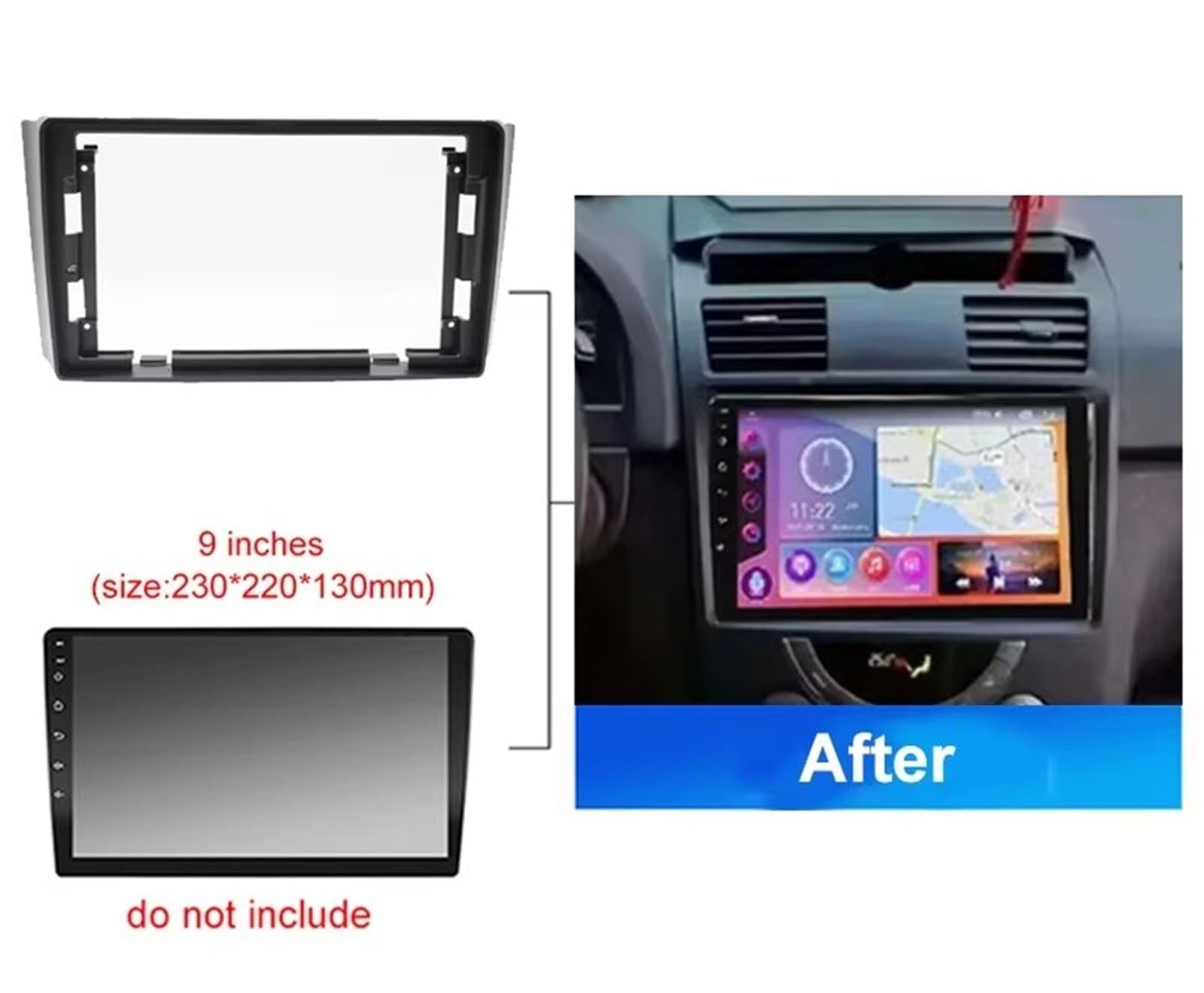 Panel Embellecedor Radio para SsangYong para Rexton 2002-2012 Android Car Instalación Fascia Marco Reproductor Multimedia Kit Montaje Panel Marco Radio para Coche(Frame Wire)
