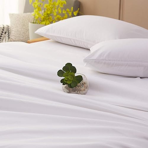 Miniatura 7 de Sábana bajera ajustable 100% algodón egipcio de 600 hilos, tamaño Queen con elástico en todo el alrededor, tejido satén suave y sedoso, se adapta a