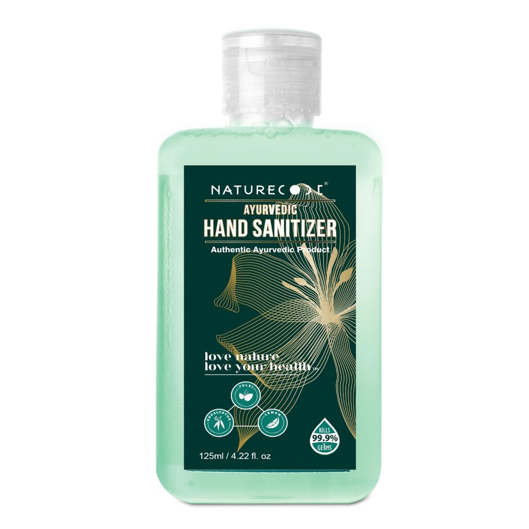 Ayurvedic Hand Sanitizer with 70% Alcohol | Skin-Friendly Liquid Hand Rub | Quick-Dry Rinse-Free and Non-Sticky Formula | Everyday Hygiene for Home Office School and Travel | 125ml Bottle