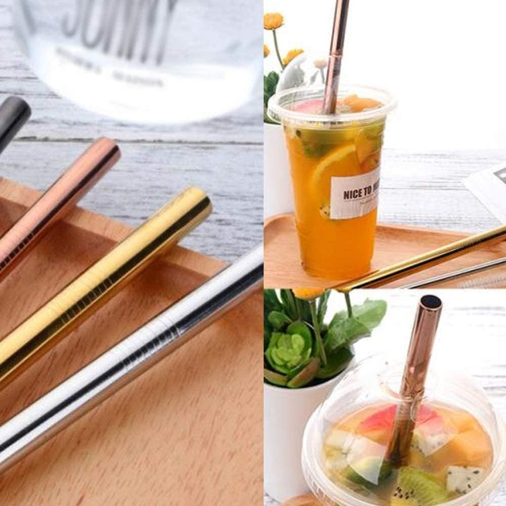 Lot De 5 Pailles Métalliques En Acier Inoxydable Comprenant 2