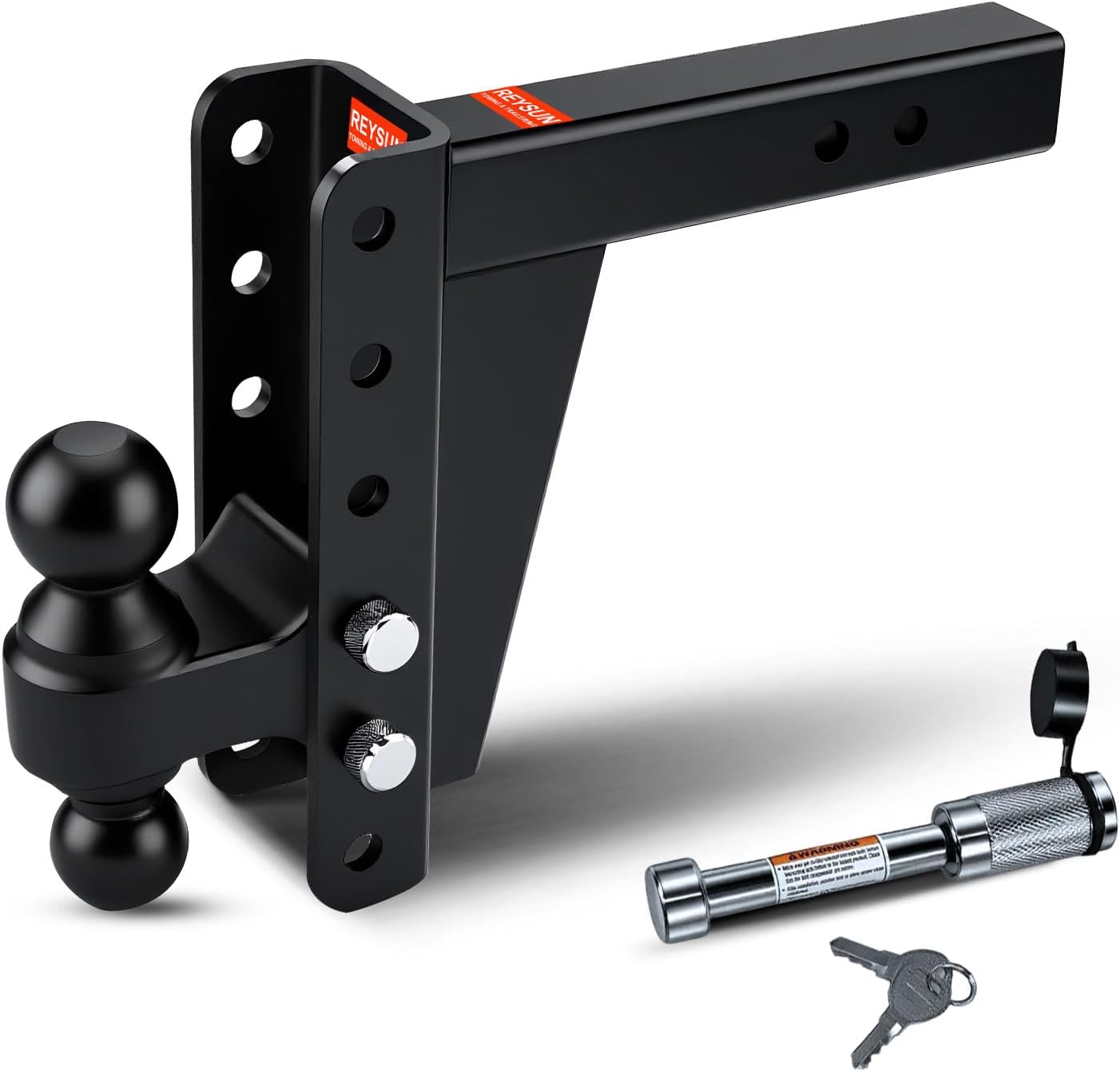 Adjustable Trailer Hitch Mount with Dual Ball (2-inch and 2 5/16-inch Tow Balls), Fits 2-inch Hitch Receiver, Heavy Duty Tow Hitches with 8-inch Drop/Rise (14,000lbs GTW) W/Trailer Hitch Lock