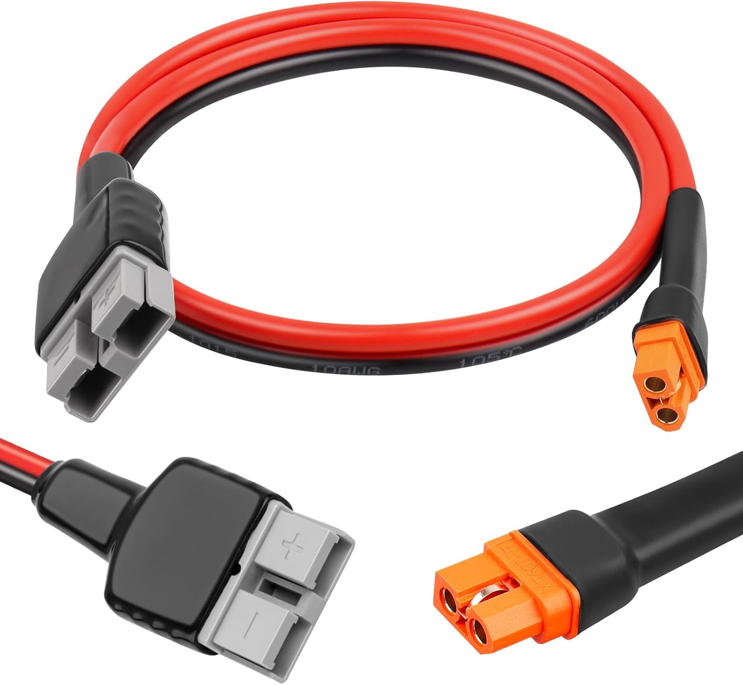XRDS -RF 10AWG Anderson SB50 to XT60i Female Cable, 10FT Tinned Copper Power Wire for Lithium Batteries, Solar Generators, Inverters, 12V/24V DC Systems