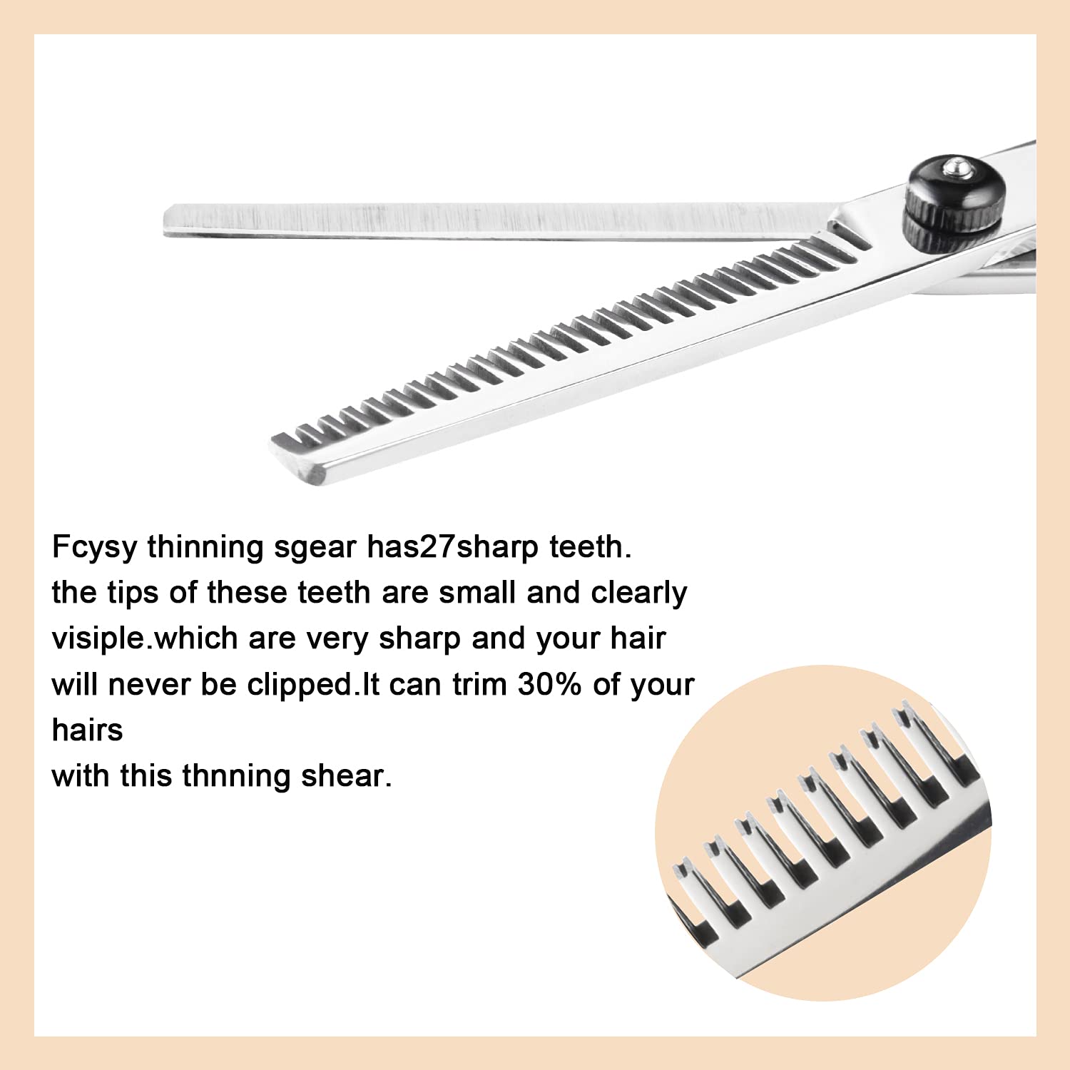 Fcysy Professional 10 Pcs Sharp Barber Hair Cutting Kit - Thinning Shears Set, Haircut Scissors & Hairdressing Shears with Accessories in Leather Case for Women, Men & Pet image 4