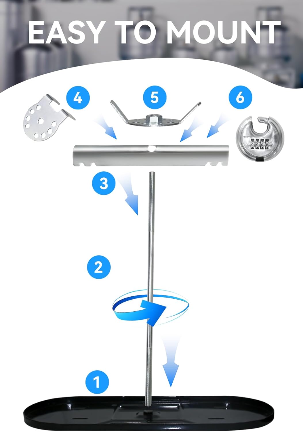 RV Dual Propane Tank Mounting Rack with Locking Device for 30lbs Tanks for Travel Trailer Hitch Frame, Black-Lock