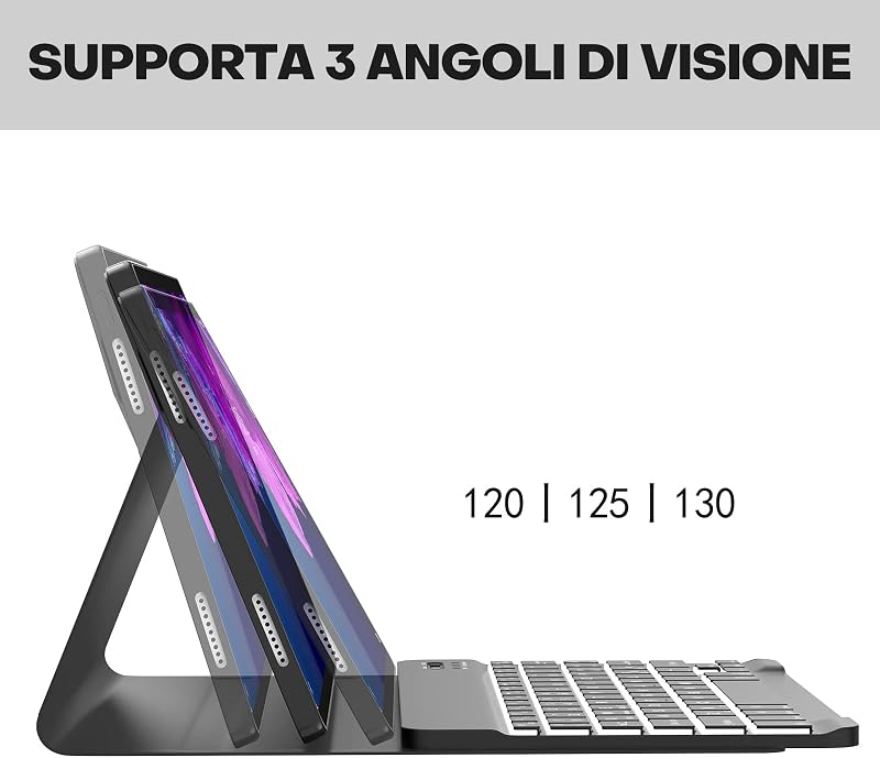 JADEMALL Lenovo Tab M10 FHD Plus 10.3" Billentyűzet Tok Bluetooth Világítással Toll Tartóval Fekete