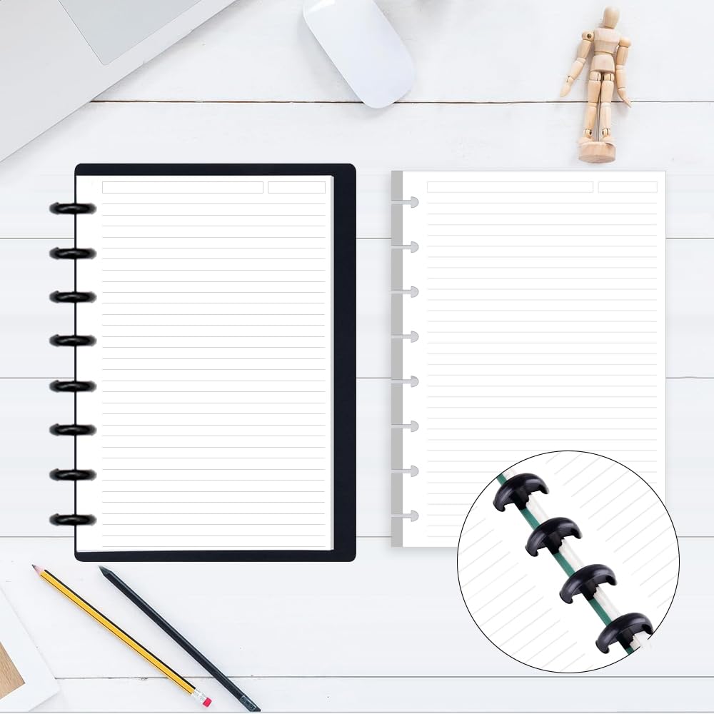 Papel de recambio de tamaño junior, papel de hojas sueltas A5 para sistema de toma de notas personalizado TUL para cuadernos, 100 hojas/200 páginas, 100 g/m², 14.7 x 21.9 cm