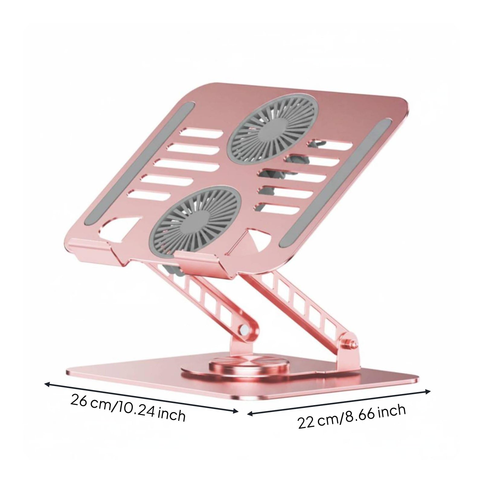 Supporto Laptop Raffreddamento Pieghevole Alluminio Ventilazione Struttura Doppio Braccio Base Girevole Portatile Antiscivolo Adatto per Lavoro, Rosa, Rosa, 17 Pollici