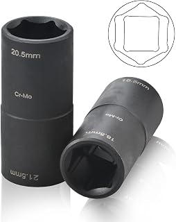 1/2-Inch Drive 6-Point Thin Wall Double Ended Impact Flip Socket Bundle, 18.5mm x 19.5mm and 20.5mm x 21.5mm Sizes