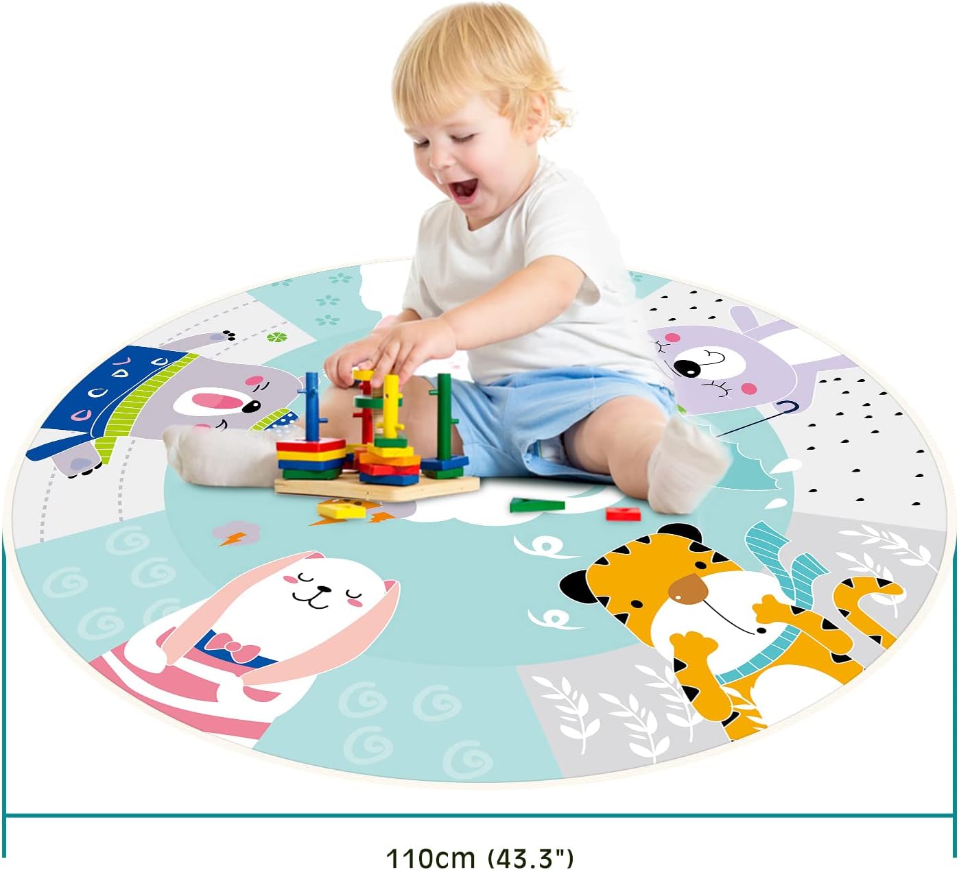 Splat Mat for Baby High Chair 43.3", Waterproof Easy Clean Splash Mat Weaning Pet Spill Mat with Non-Slip Bottom for Floor Protector - Image 3