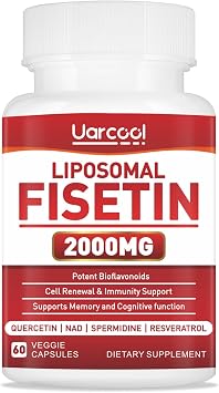 Fisetin Supplement 2000mg for Healthy Aging and Longevity, Skin Health, Brain - Soy Free, Vegetarian - 60 Softgels