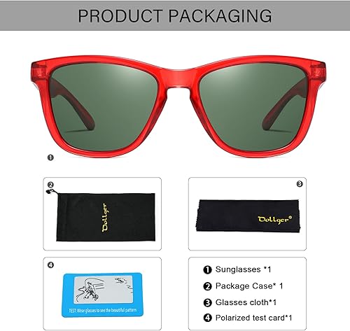 Vista 5 de Dollger Lentes de sol polarizados para hombres y mujeres, retro, clásico, lentes de sol con protección UV400