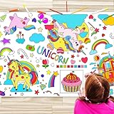 BAOXUE Unicorn Coloring Table Cloth for Kids,72 * 31Inch Giant Coloring Poster,Unicorn Tablecloth for Birthday Party,Party Decorations,Unicorn Games,Unicorn Crafts