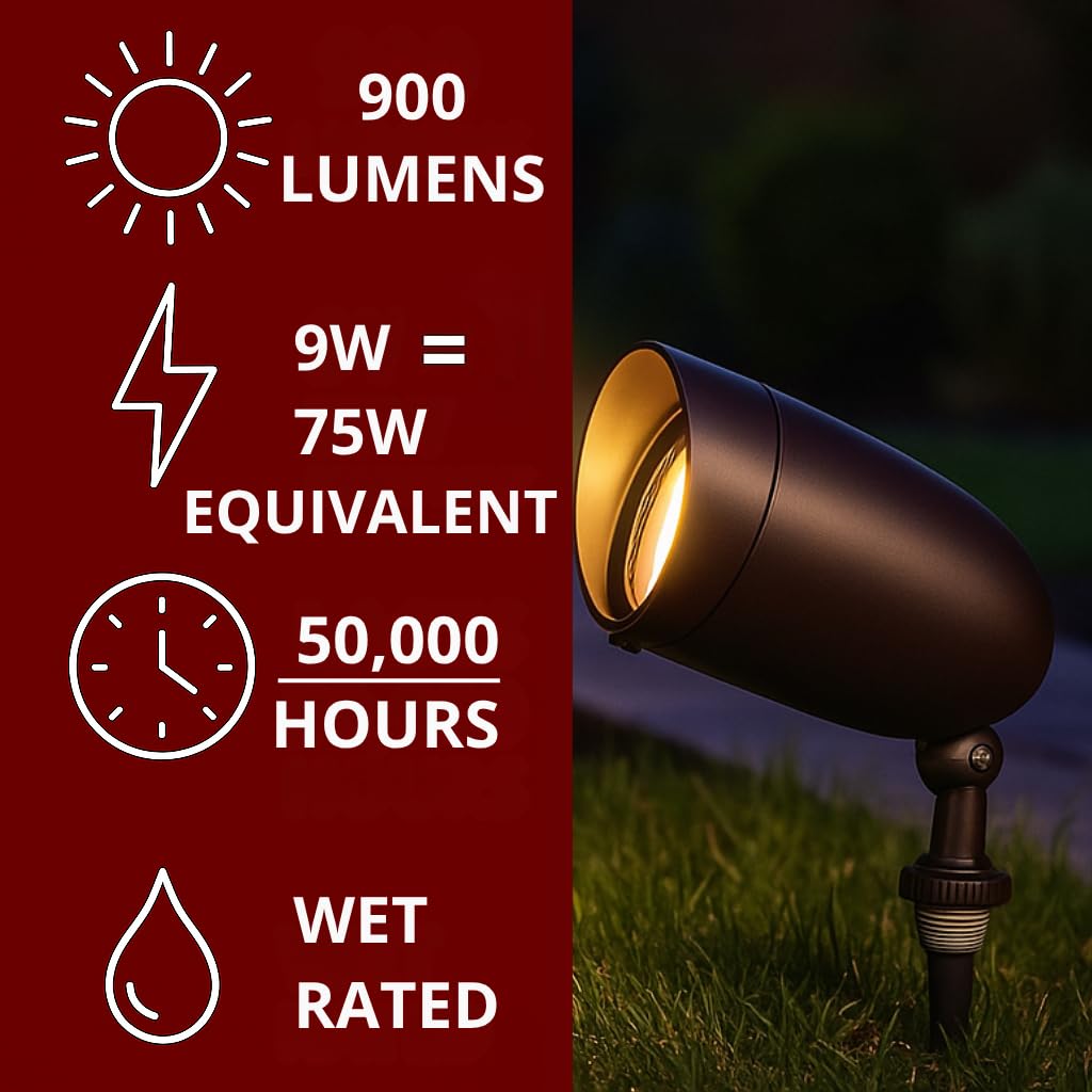 Nuvo 62-1205 Outdoor Landscape Spotlight, Waterproof LED Fixture