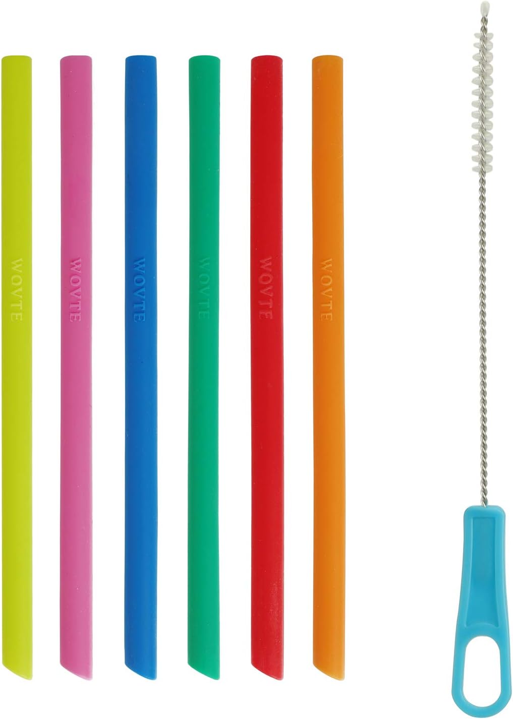 WOVTE6-Pack Thin Short Size BPA Free Reusable Toddlers&Kids Silicone Straws with 1 Cleaning Brush for 10 oz RTIC Lowball Tumbler, The First Years Take & Toss Spill Proof Straw Cup