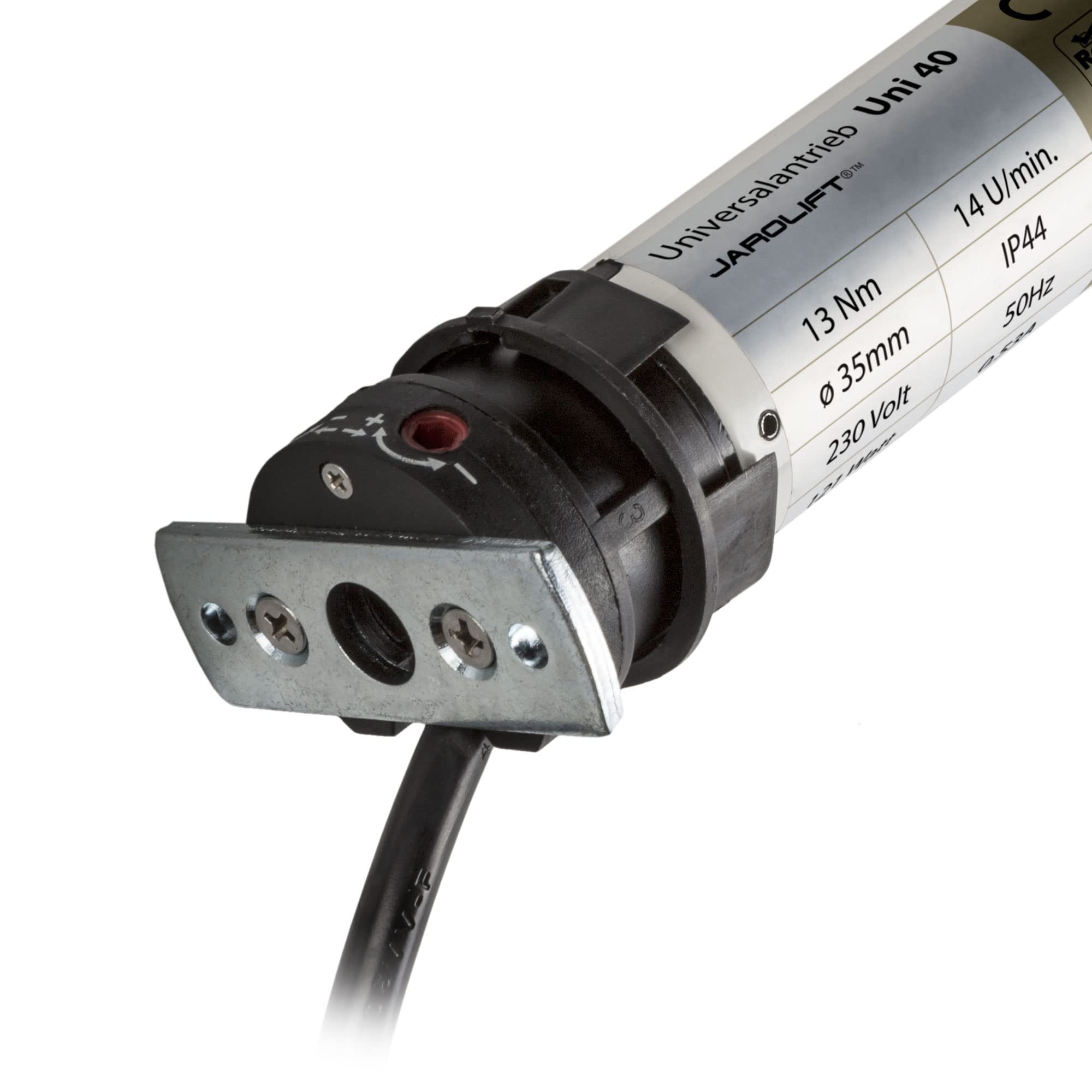 jarolift Elektromechanischer Universalmotor Rohrmotor Uni 40 Rollladenmotor SW40, Zugkraft 30 kg, Thermoschutz, inkl. jarolift Wippschalter