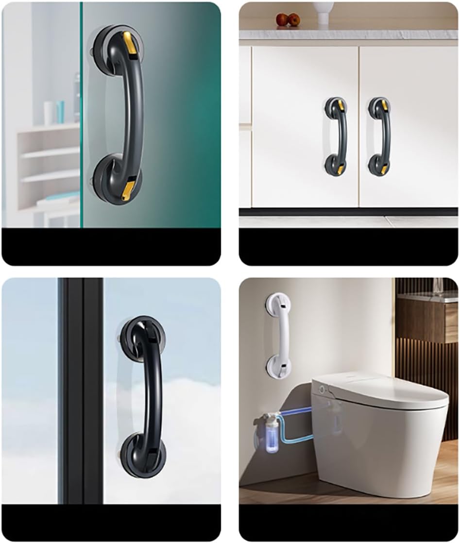 Suction Cup Handle Suitable for Various bathrooms, Kitchens, Showers, Sliding Glass Doors, cabinets, Drawers (Black)