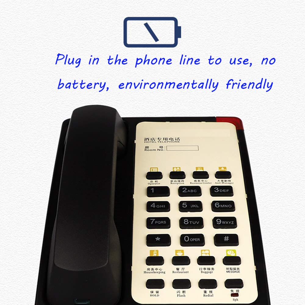 Telefono da scrivania classico a pulsanti grandi, Telefono fisso for hotel - Linea fissa aziendale, design con selezione rapida con un solo tocco, pulsanti con etichetta in cinese e inglese(Light Yell