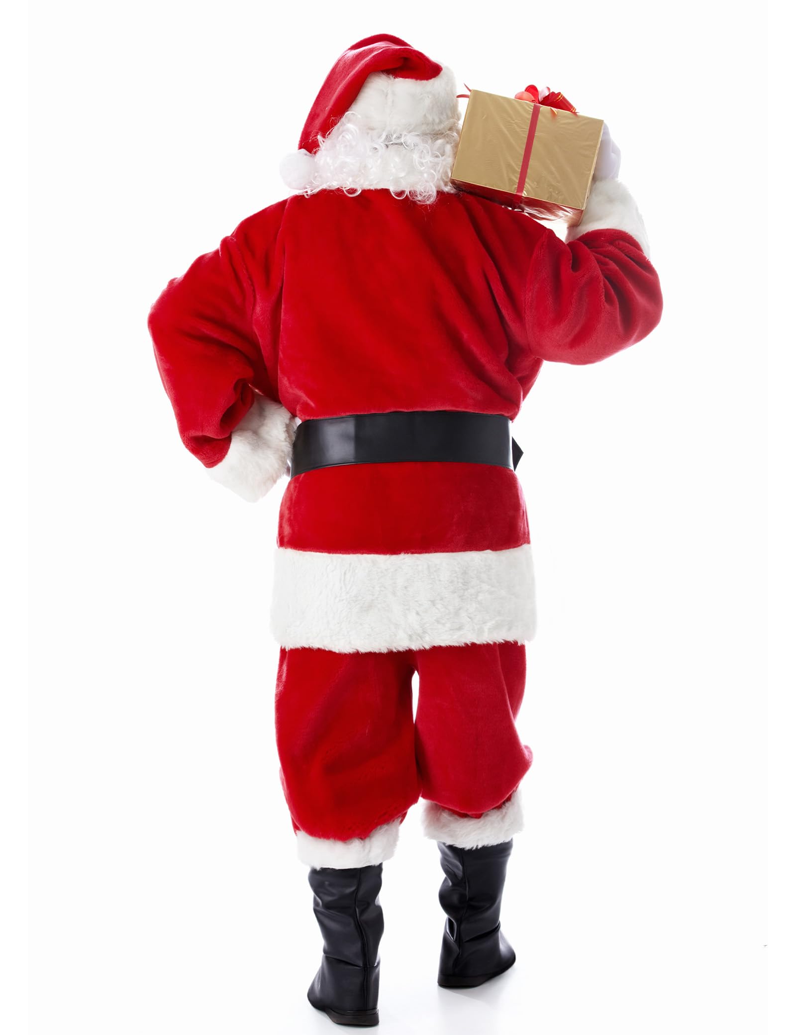 Costume de Père Noël pour Hommes Adulte 11 Pcs Deluxe Velours Costume Tenue Noël Père Deguisement Noël Vacances Party Cosplay