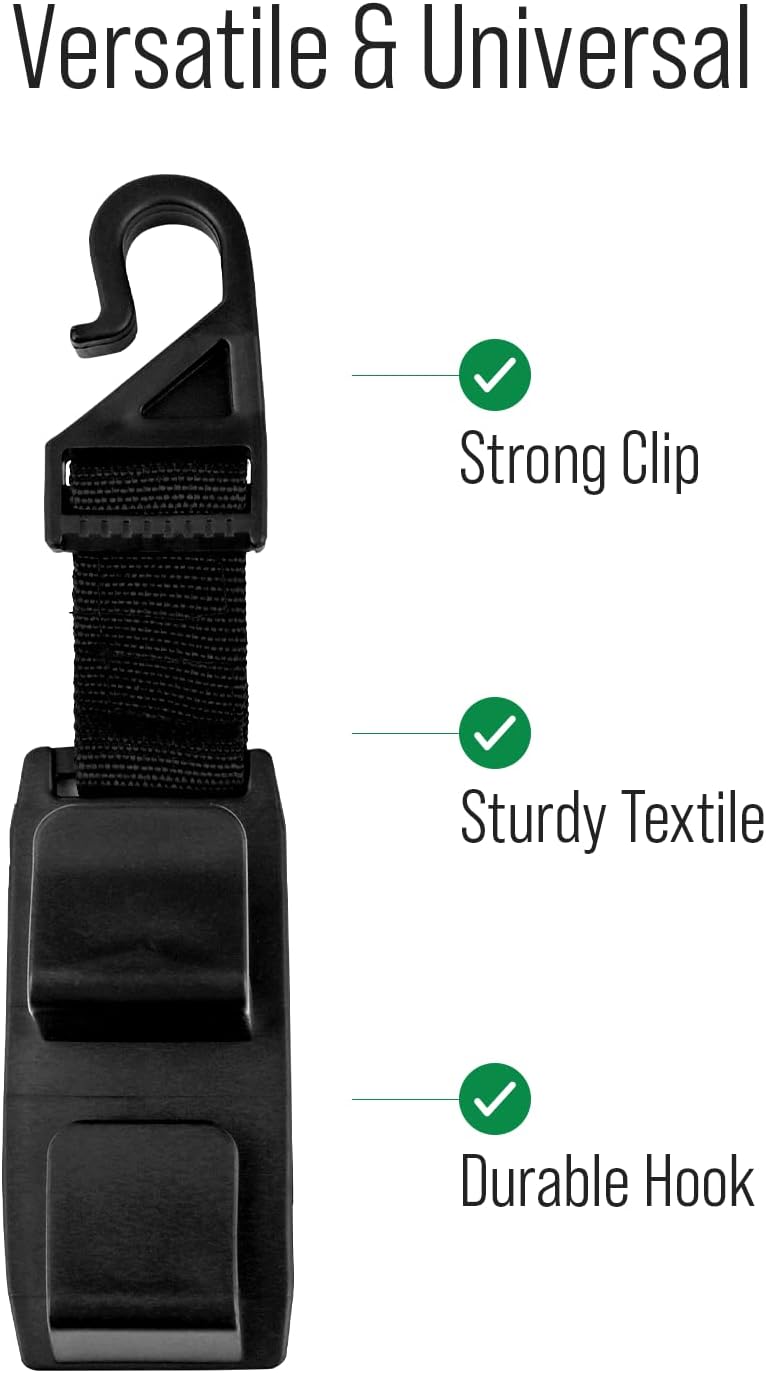 lebogner 4 Pack Car Seat Headrest Hooks Strong and Durable Backseat Headrest Hanger Storage for Handbags, Purses, Coats, and Grocery Bags, Universal Vehicle Car Seat Back Headrest Bottle Holder