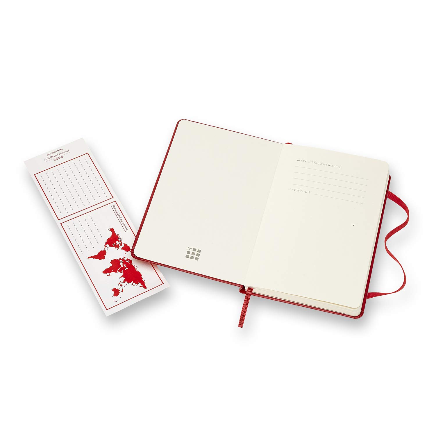 Moleskine Hard Cover Notebook, Plain, 5 1/2 x 3 1/2, Red Cover, 192 Sheets      Office Product