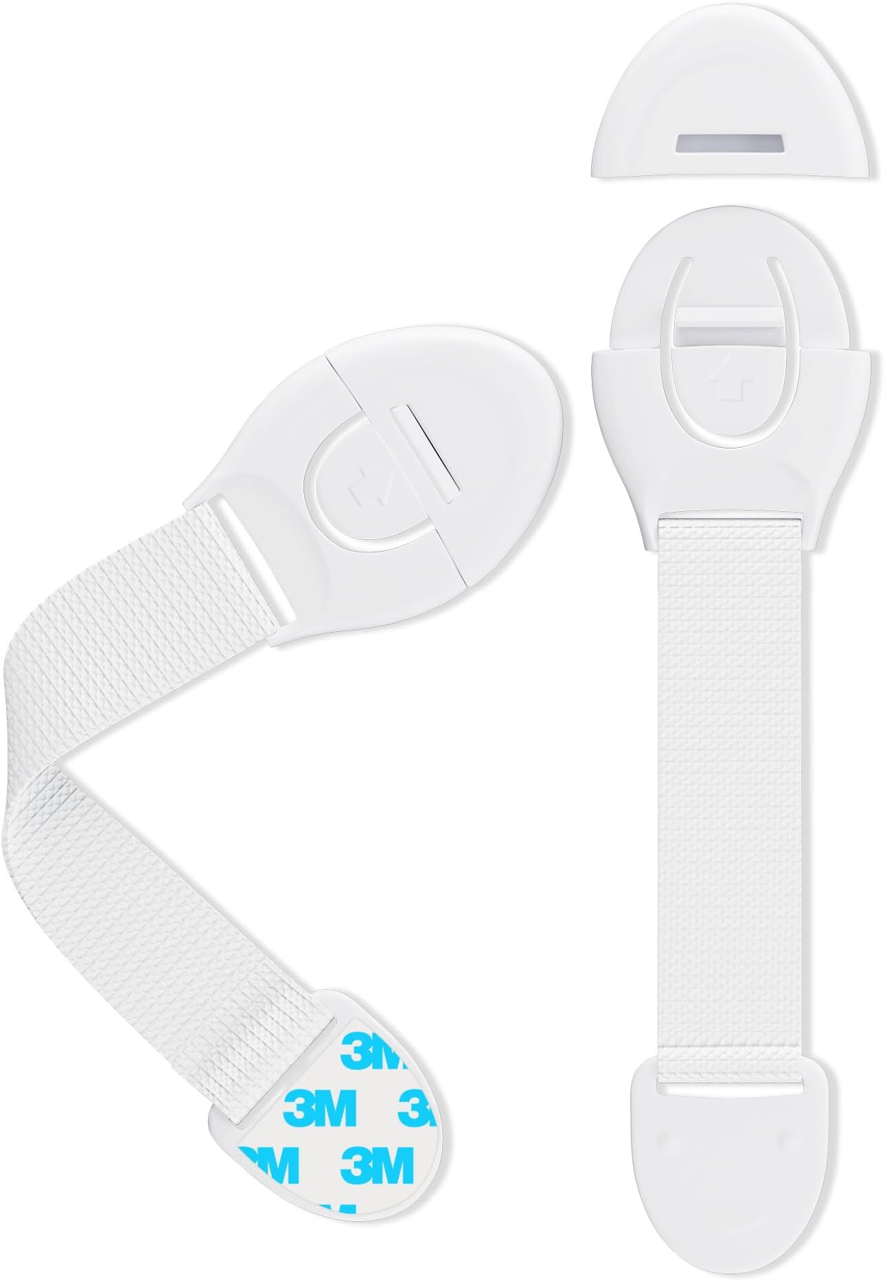 Amazon Brand - Supples Babyproofing Safety Locks, Single-Hand, Push-Button Design, Pre-Taped, Versatile, Stylish (Pack of 10, White)