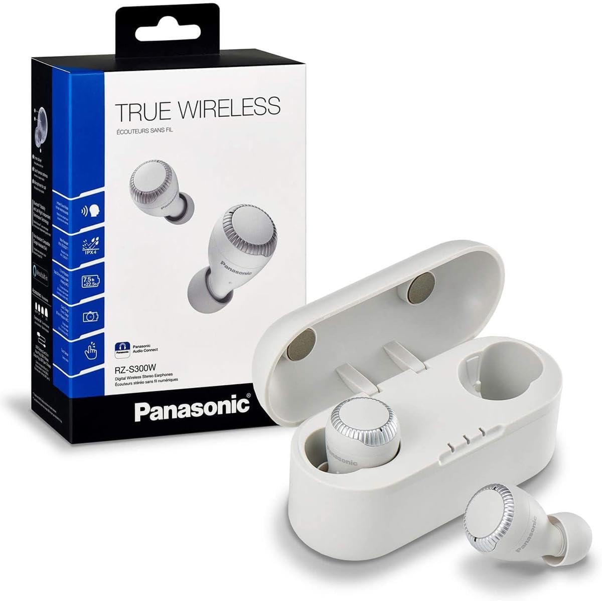 Panasonic True Wireless Earbuds | Bluetooth Earbuds|IPX4 Water Resistant | Small, Lightweight | Long Battery Life, Alexa Compatible | RZ-S300W (White)
