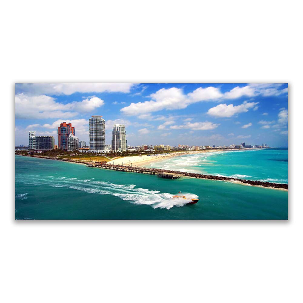 Tableau mural moderne en verre trempé 140x70cm décoration design salon plage