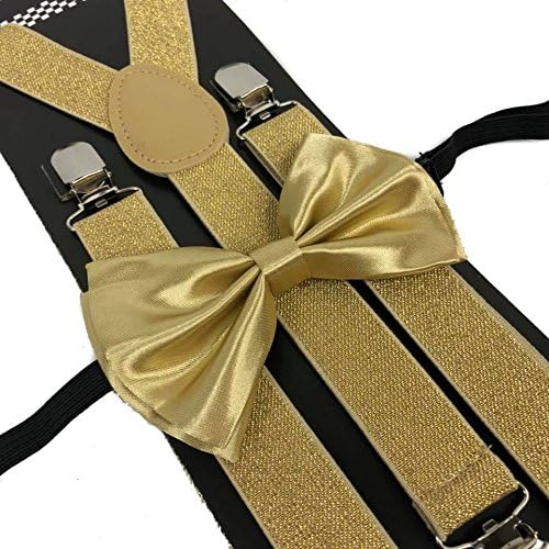 4everstore Unisex's Bow tie & Suspender Sets (Champagne Gold)