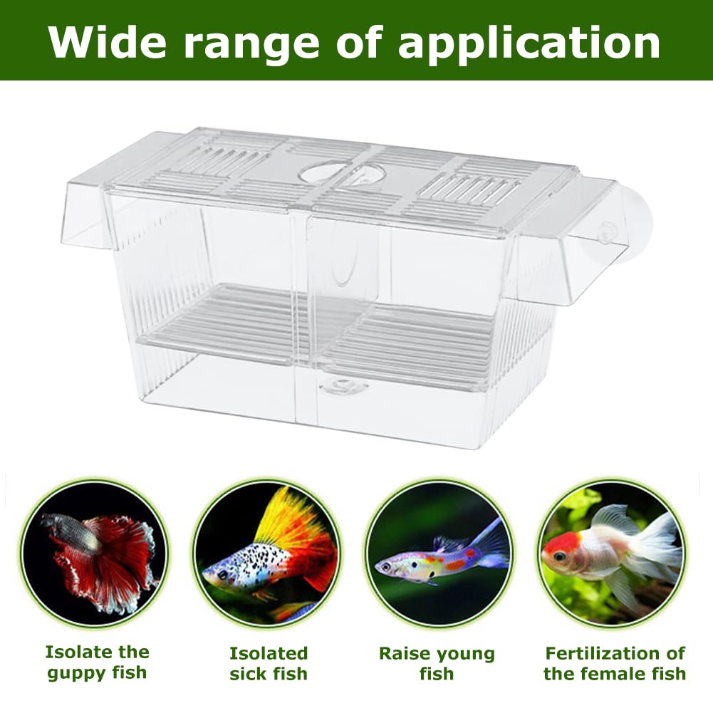 Fioriera in acrilico trasparente per acquario, per Guppy e Tropical Fish, grande, galleggiante, 17,3 x 10 x 10 cm