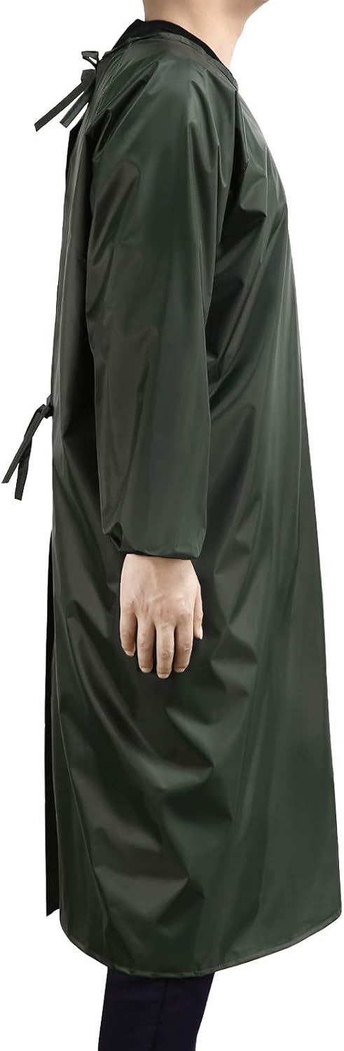 Surblue Waterproof Apron Long Sleeves,Smock Overalls for Lab Work,Cleaning,Work Shop,Dishwashing,Dog Grooming,Adults(Army Green) image 2