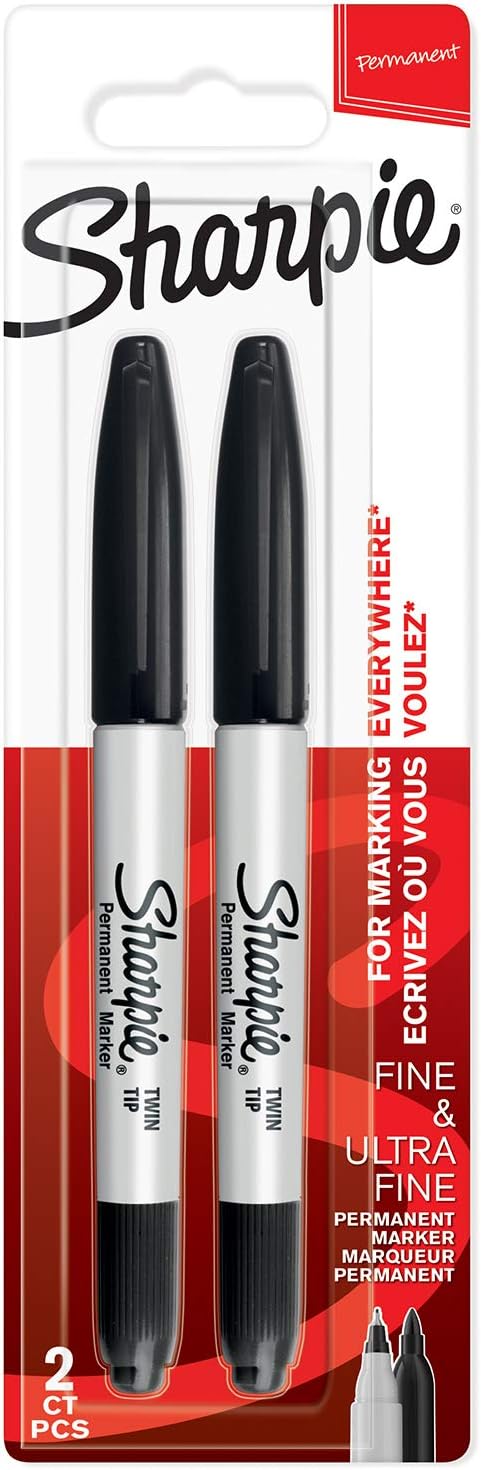 SharpieTwin Tip Permanent Markers | Fine & Ultra-Fine Points | Black | 2 Count