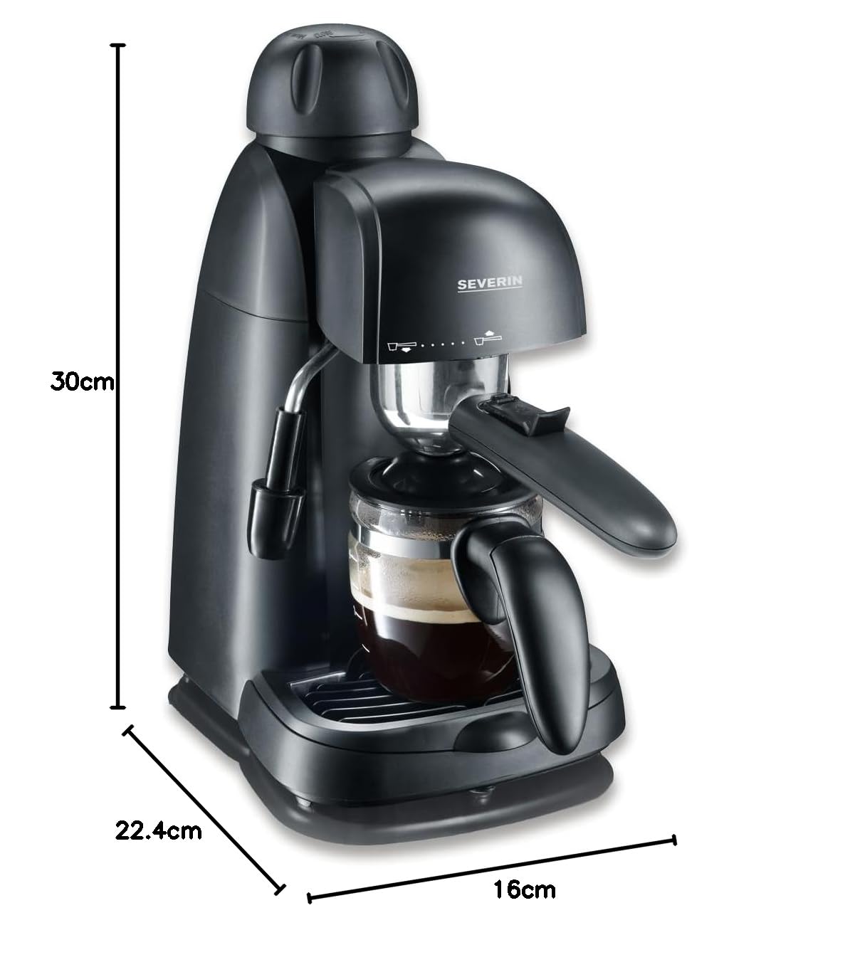 SEVERIN - Cafetera espresso a presión con espumador de leche, Máquina de café,Hasta 4 tazas de café de barista, Negro, KA 5978