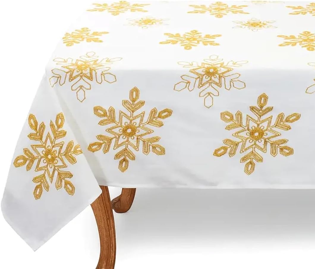 Fennco Styles Holiday Nivalis Collection Snowflake Design Decorative Table Runner 16"W x 108"L - Silver Table Cover for Home, Dining Table, Christmas Décor, Banquet, Family Gathering, Special Occasion
