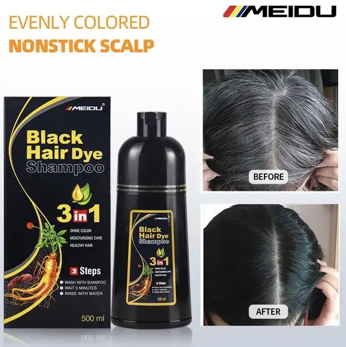 Miniatura 6 de MEIDU BOB - Champú de color para cabello gris, 16.9 fl oz, colores instantáneos en minutos, de larga duración, seguro y fácil de usar, champú de