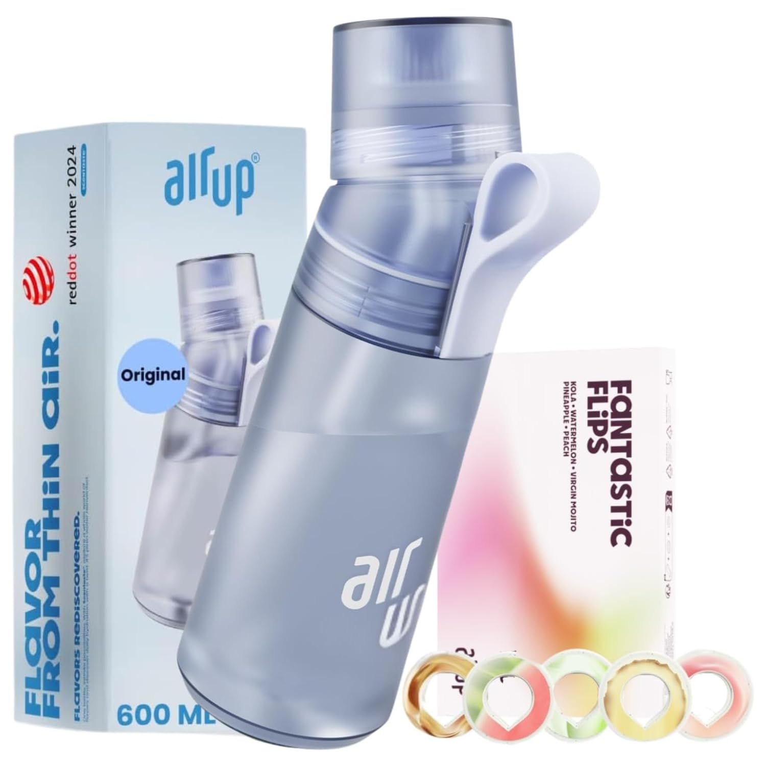 Air Up Blueberry Water Bottle Twist Pro Original Starter Set With Pods In 5 Flavours I 600Ml Water Bottle With Sugar-Free Flavouring I Dishwasher-Safe, Bpa-Free I Blue
