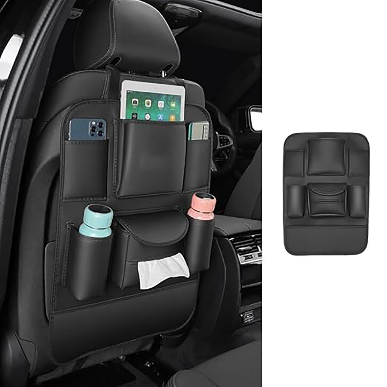 Iazrenov A/Black Izrenov Cr Set Orgnizer For Ford Tourneo Connect/Tourneo Connect, Lether Bck Set Pd Protector For Kids Wterproof Nti-Dirty Nti Kick Mt Protective With Pockets Sets Ccessories