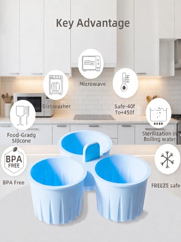 ChayWillow Silicone Egg Bite Molds 3-Cup Trays – Safe & User-Friendly Design