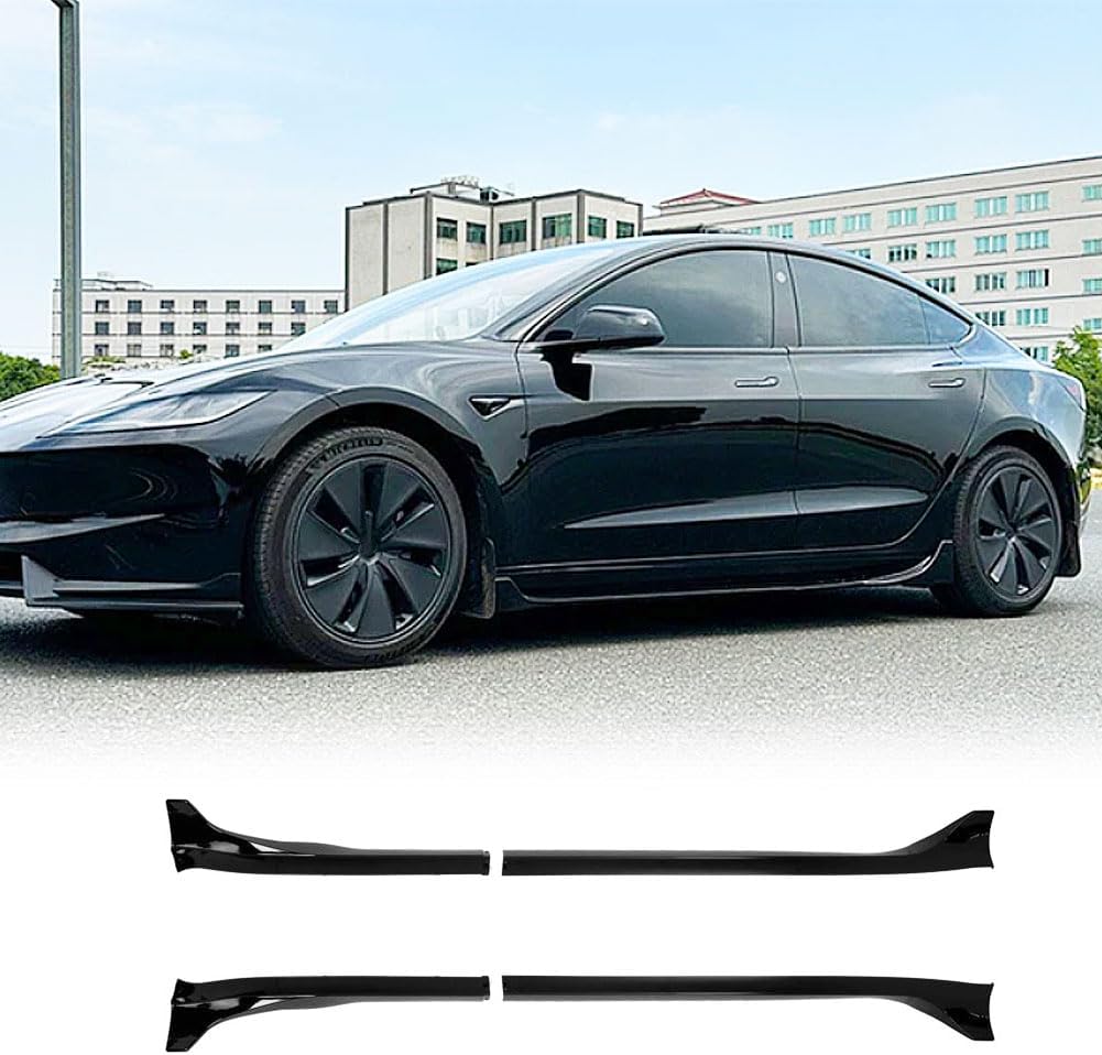 Gloss Black Side Skirts fits for Tesla Model 3 Sedan 2023-2024 ABS Under Door Rocker Panels Valance Extension Lip Factory Outlet