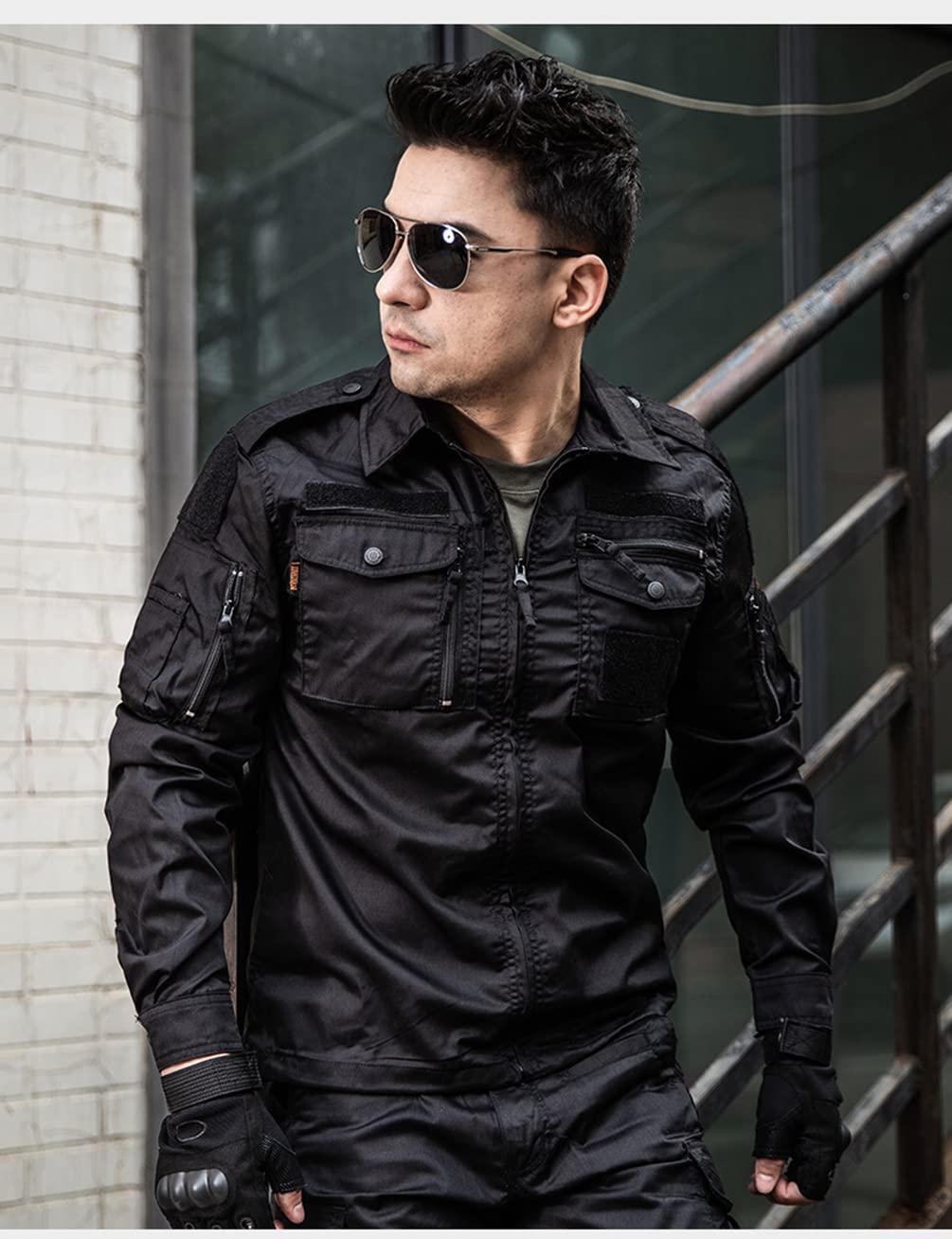 Conjunto de ropa táctica de camuflaje para hombre, 3 piezas, camisa, pantalones y cinturón multifuncional, trekking, montañismo, militar, combate, camuflaje, ropa de caza
