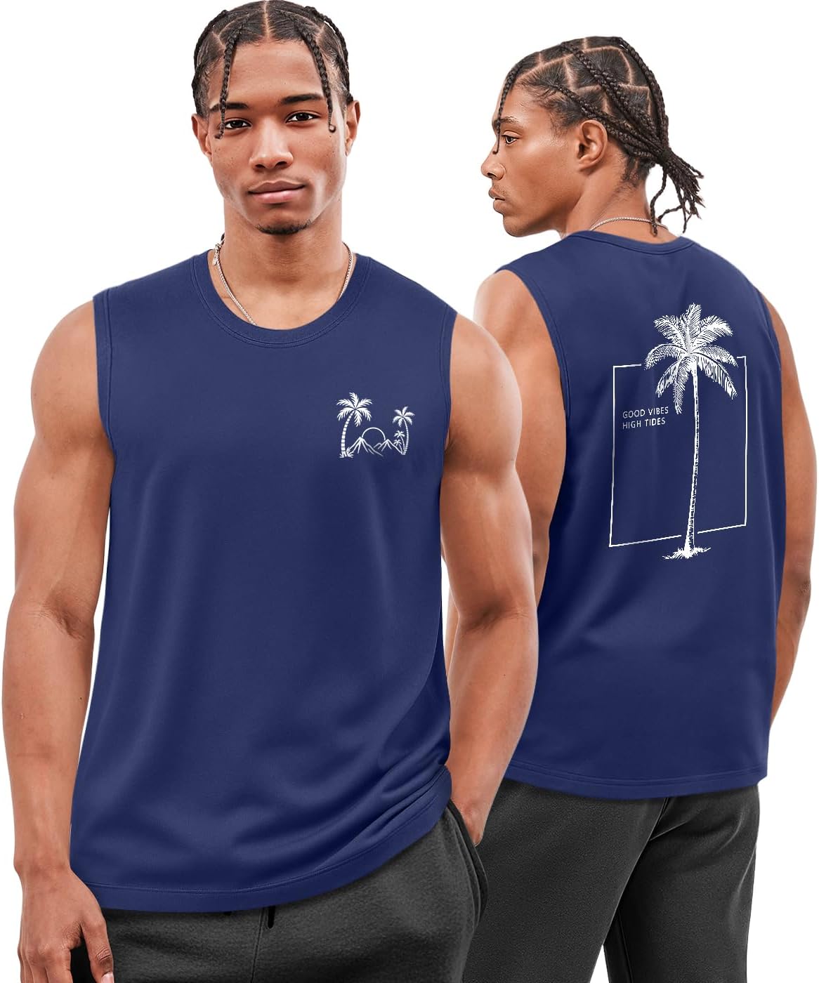 Flafens Tank Tops Men - Sleeveless Shirts for Men Graphic Cotton Mens Tank Tops Summer Fashion Casual Loose Fit Tanktop