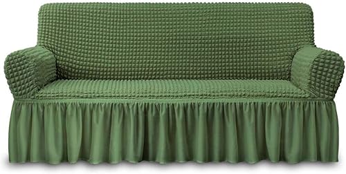 Miniatura 24 de NICEEC - Funda de sofá biplaza, 1 pieza, fácil de ajustar, universal, alta elasticidad, duradera, protector de muebles con faldón, estilo campestre