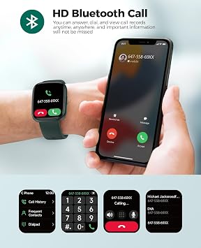 SOUYIE Smart Watches with Women and Men for Android and iPhone, 100+ Fitness Tracker Smartwatch, IP68 Waterproof, Health Monitor for Heart Rate, Sleep & Stress