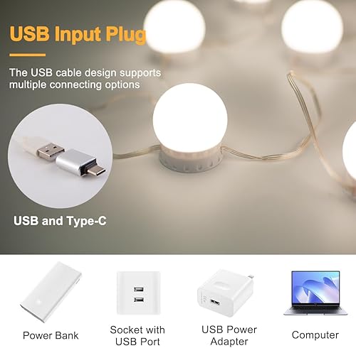Miniatura 5 de Luces LED de tocador para espejo, chip LED de alto brillo, luz de tocador estilo Hollywood con 12 bombillas regulables, color y brillo ajustables,