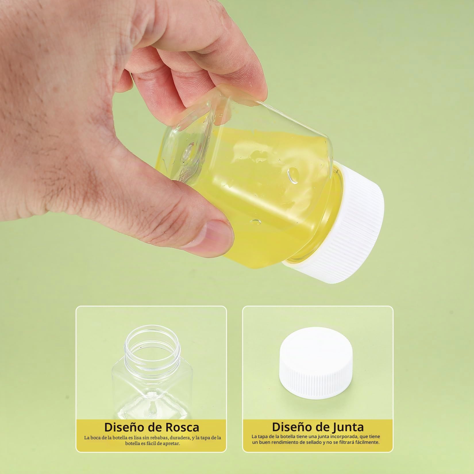14 Piezas Botellas Pequeñas Reutilizables de Plastico, 50ml Botella de Transparente con Tapón de Rosca, Botes Pequeños para Rellenar Cosmetica Vacio, para Viajes, Líquidos Champú, Loción