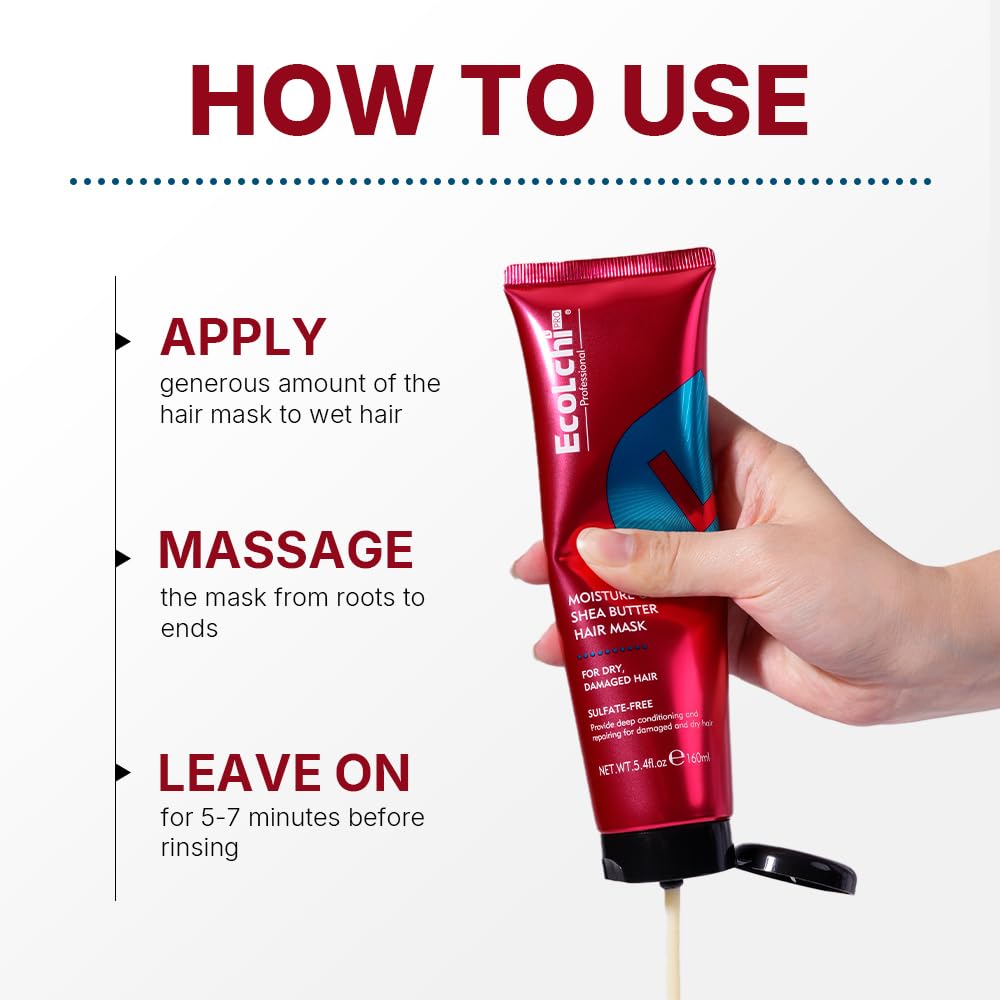 Collagen Shea Butter Hair Mask Deep Repair Conditioning Moisture Collagen Shea Butter Hair Treatment for Dry and Damaged Hair All Hair Types 5.4fl.oz 160ml - Image 5