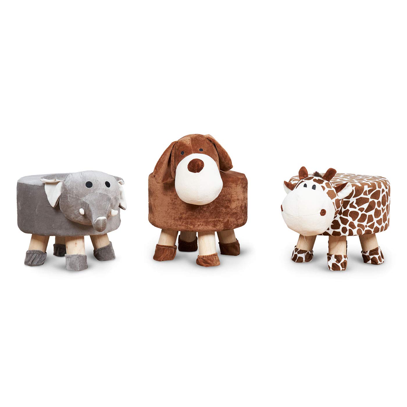 levandeo Hocker Hund H25cm Braun Plüsch Polsterhocker Kinderzimmer Tierhocker Dekositz Sitzgelegenheit Dekoration Einrichtung