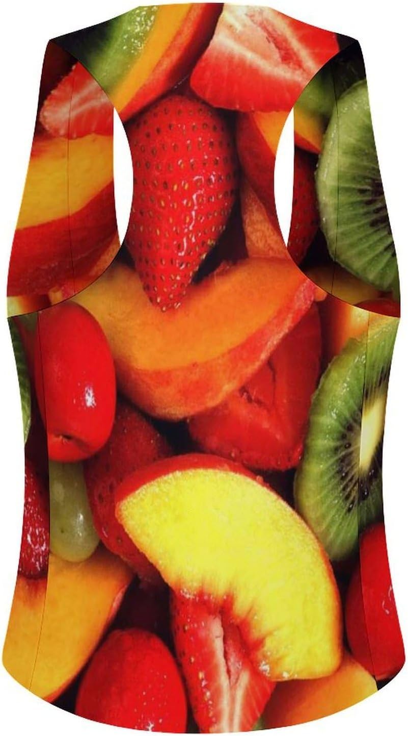 Fresh Fruit And Vegetables Women's Suit Vest V Neck Button Down Waistcoat Jacket Business Casual Tops
