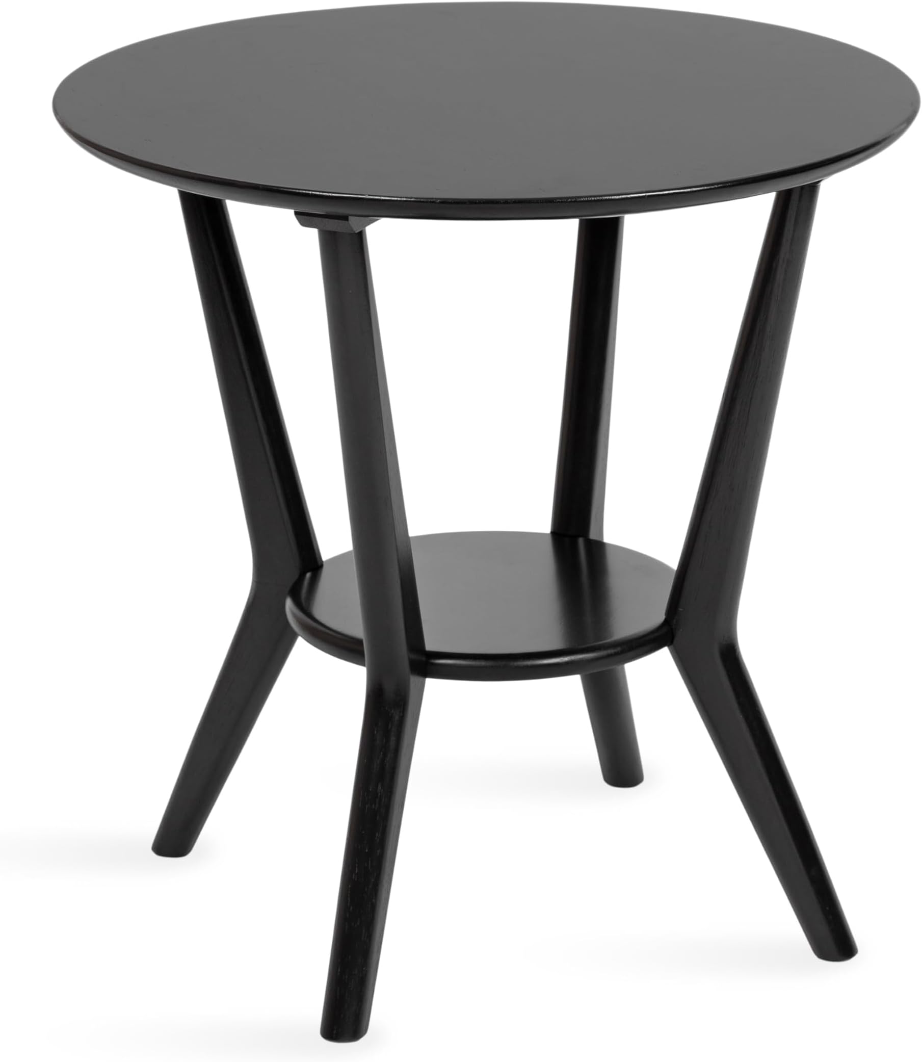 Kate and Laurel Nylah Round Wooden Side Table, 24 x 24 x 24, Black, Modern Tiered Circle Living Room Table with Solid Wood Construction for Use as Bedroom Nightstand