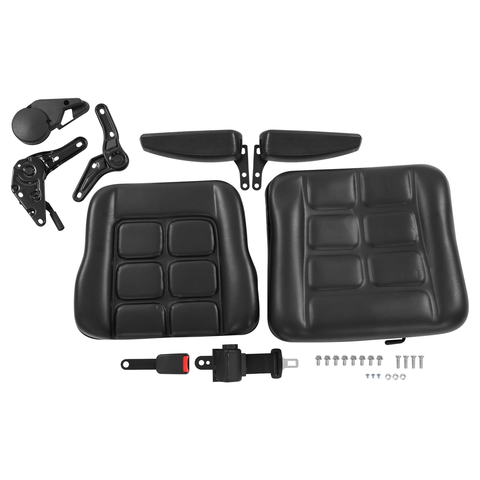 Seggiolino universale per carrello elevatore, sedile trattore con cintura di sicurezza, sedile regolabile in pelle di PVC, sedile del carrello elevatore fino a 100 kg, sedile